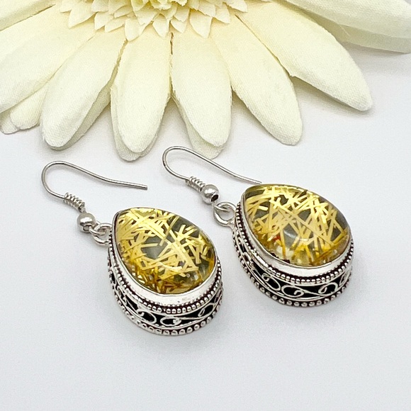 GOLDEN RUTILE EARRINGS - Picture 4 of 12